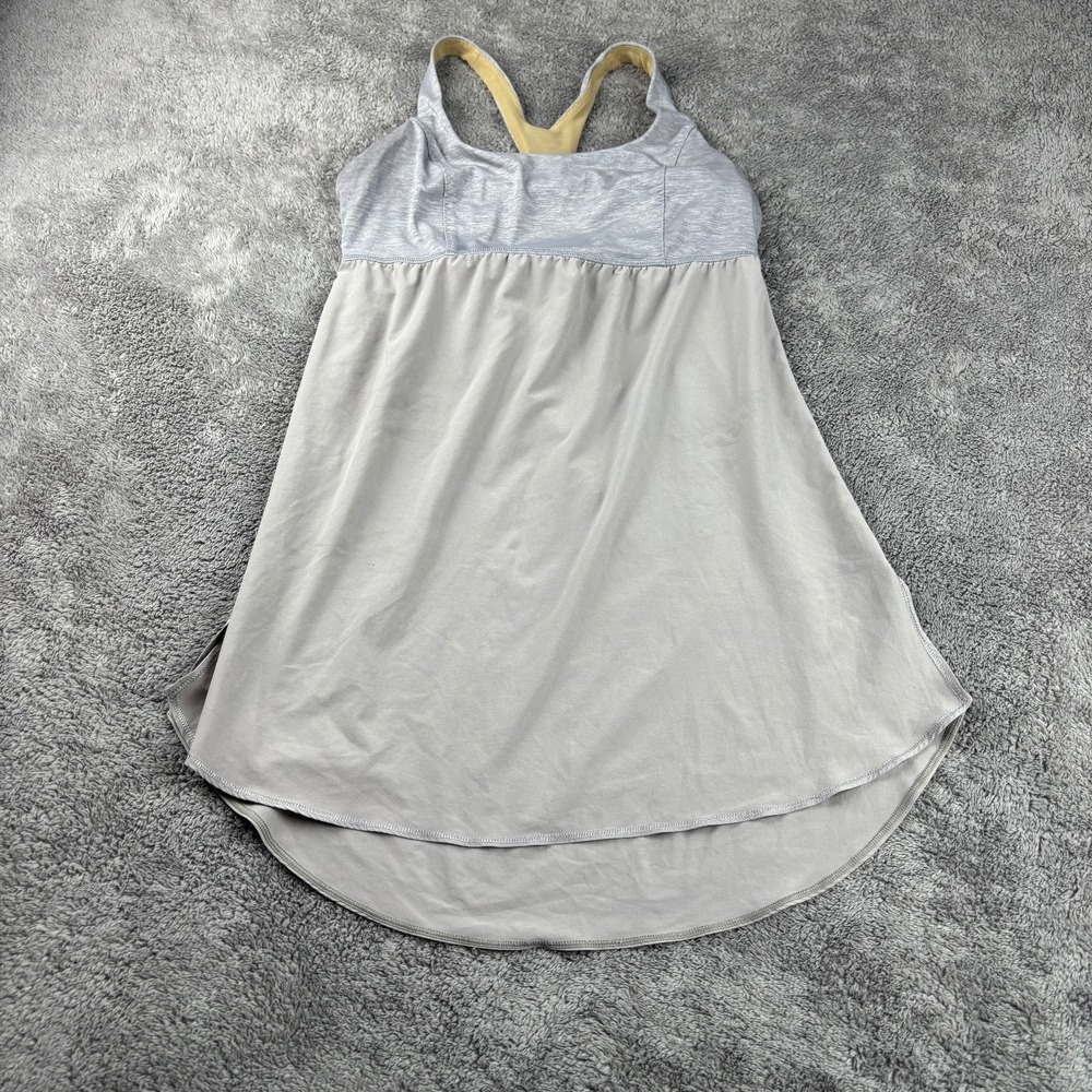 Lululemon Old Style Razorback Tank Top Womens 4 Gray Yellow